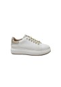 1 - KEYS 11202 white platino gold scarpe sneakers donna glitter lacci platform