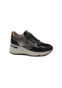 1 - KEYS 11250 black nero scarpe sneakers donna lacci zeppa zip