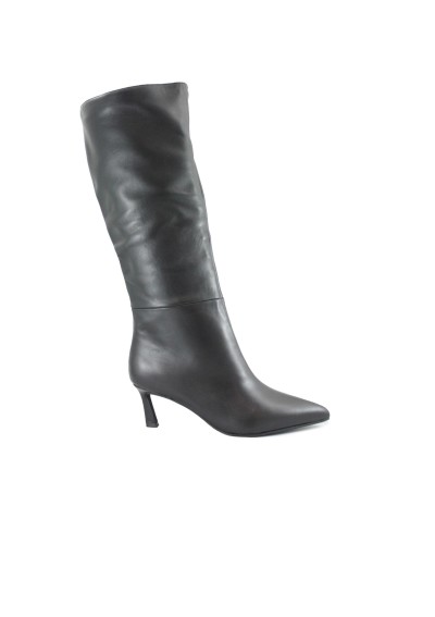 1 - STEVE MADDEN LAVAN black leat nero stivale donna tubolare tacco punta pelle