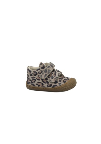 1 - NATURINO COCOON 12904 taupe animalier scarpe bambina primi passi strappi suede