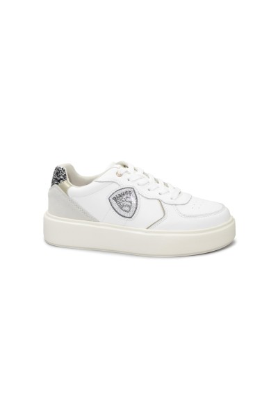 1 - BLAUER VENUS04 white black bianco scarpe donna sneakers pelle lacci