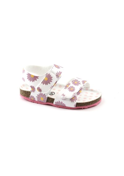 1 - GRUNLAND AFRE SB0248 18/25 bianco fantasia sandalo bambina strappi birk