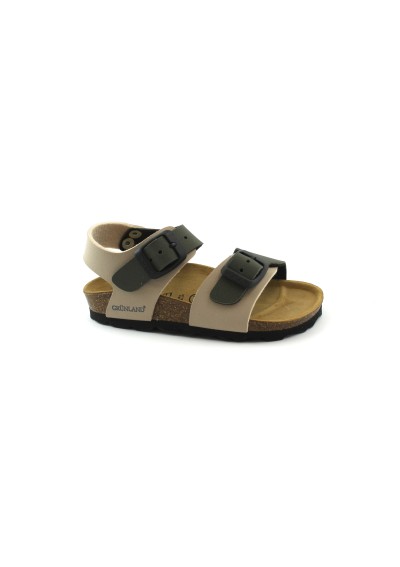 1 - GRUNLAND LUCE SB0901  beige oliva sandalo bambino fibbie birk