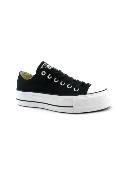 1 - CONVERSE 560250C black nero scarpe basse donna sneakers platform lacci tessuto