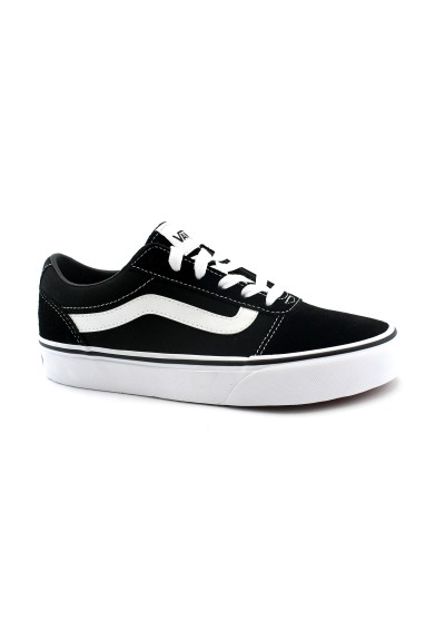 1 - VANS WARD  UNIJU1 black white nero scarpe donna sneakers lacci tessuto