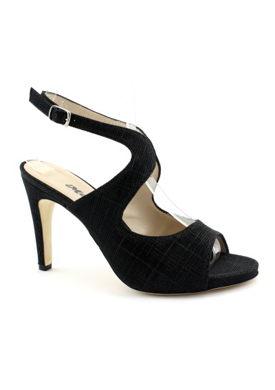 1 - MELLUSO S854 nero scarpe donna scandalo cinturino tacco glitter