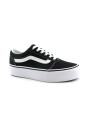 1 - VANS WARD PLATFORM LC1871 black white nero scarpe donna sneakers lacci tessuto