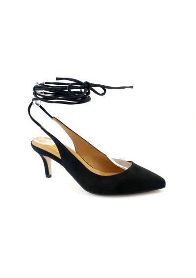1 - NACREE 360017 nero scarpe donna decolleté tacco punta lacci alla caviglia