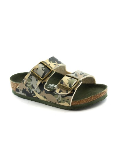 1 - BIRKENSTOCK ARIZONA KIDS 1012684 dino camo khaki ciabatta bambino fibbie