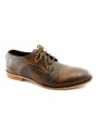 1 - J.P. DAVID 477/7 cuoio scuro marrone scarpe uomo pelle derby lacci laser