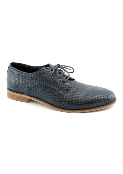 1 - J.P. DAVID 477/7 blu scarpe uomo pelle derby lacci laser
