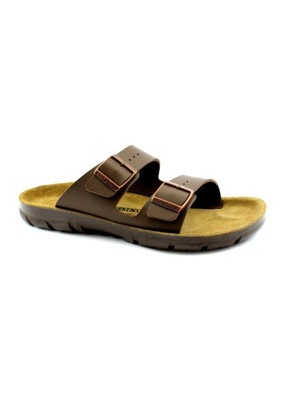 1 - BIRKENSTOCK BILBAO 520801 dark brown marrone ciabatte uomo fibbie