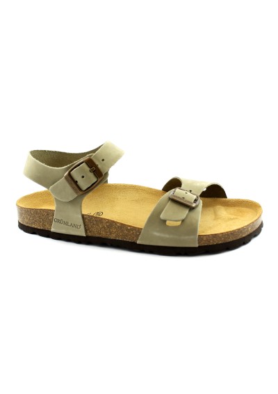 2 - GRUNLAND SARA SB0371 kaki sandali donna pelle birk fibbie