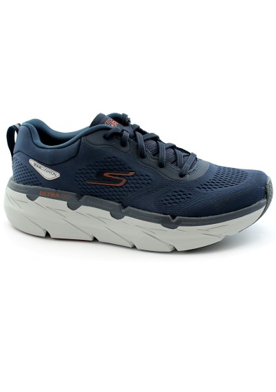 1 - SKECHERS 220068 MAX CUSHIONING PREMIER navy orange blu scarpe uomo sneakers lacci