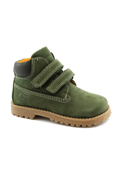 1 - GRUNLAND POUF PP0173 Oliva pelle nabuk bambino scarponcini strappo