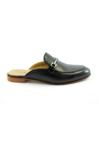1 - FRANCO FEDELE D590 nero ciabatta donna  punta chiusa sabot pelle morsetto