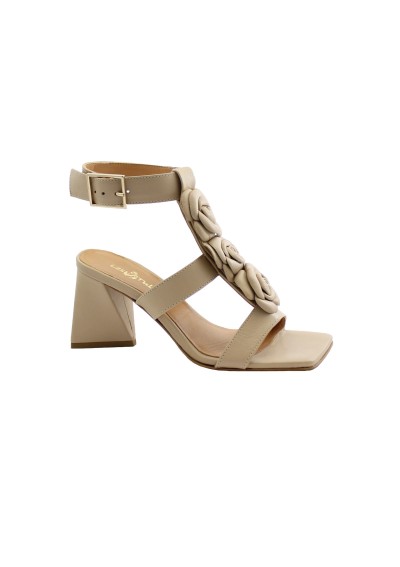 1 - LES TULIPES 0370TP nude rosa donna scarpe sandalo tacco triangolo fiori cinturino