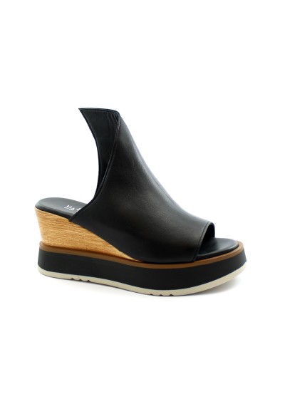 1 - VIA BRERA 82259 nero ciabatte donna zeppa plateaux pelle