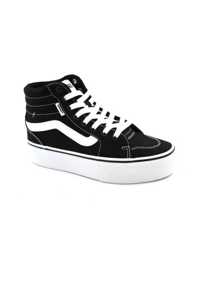 1 - VANS FILMORE HI PLATFORM M71871 black white nero scarpe donna sneakers lacci tessuto