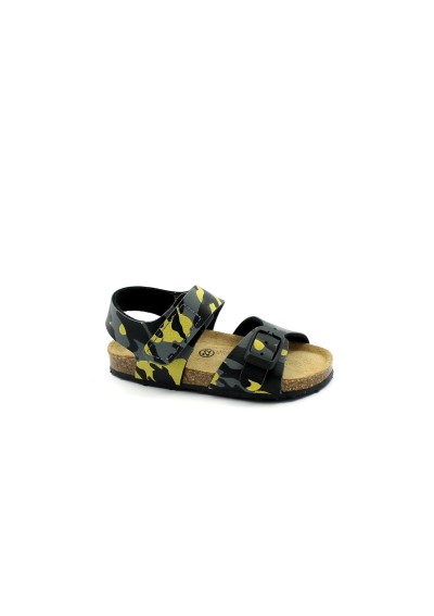 1 - GRUNLAND AFRE SB0384 giallo militare sandalo bambino strappo fibbia birk