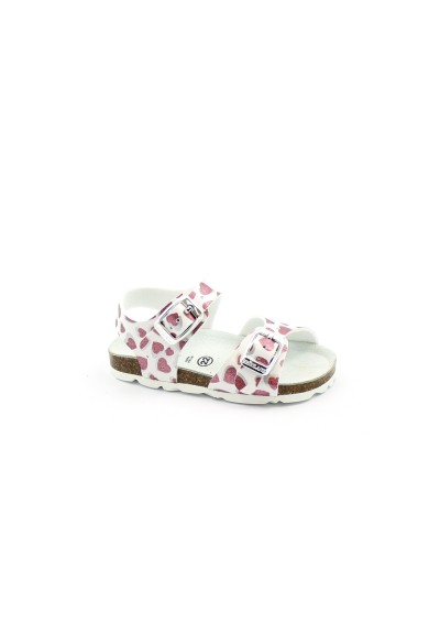1 - GRUNLAND ARIA SB1535 bianco cuori sandalo bambina fibbie birk
