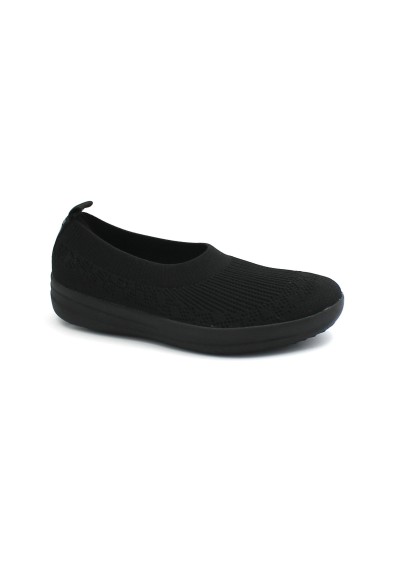 1 - FITFLOP UBERKNIT BALLERINA H95-090 black nero scarpe donna slip on tessuto