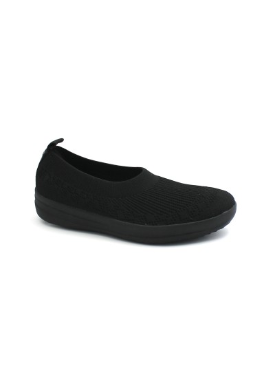 2 - FITFLOP UBERKNIT BALLERINA H95-090 black nero scarpe donna slip on tessuto
