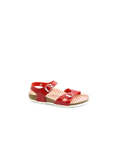 1 - BIRKENSTOCK RIO KIDS 1012720 nautical stripes red rosso sandali bambina fibbie
