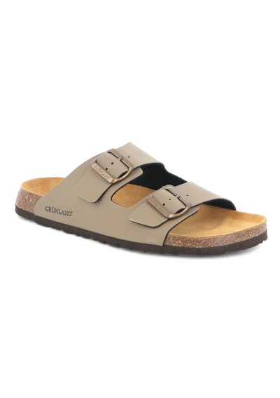 1 - GRUNLAND BOBO CB3012 tortora beige ciabatte uomo anatomiche fibbie