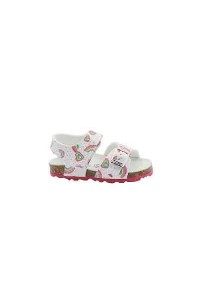 1 - GRUNLAND ARIA SB1815 21/25 bianco multi sandali bambina strappo fibbia anatomico arcobaleno