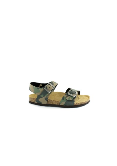 1 - GRUNLAND LUCE SB1680 tortora militare sandali bambino fibbie