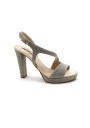 1 - MELLUSO J616N platino scarpe donna sandalo incrocio tacco cinturino