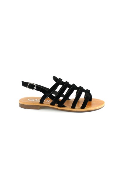 1 - GIADA 5493 nero scarpe sandali donna camoscio infradito cinturino