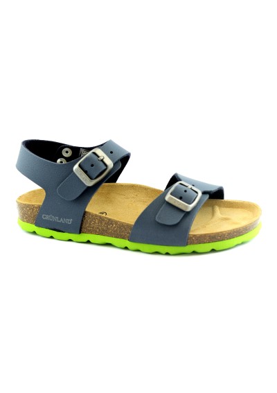 2 - GRUNLAND LUCE SB0901 blu lime sandalo bambino fibbie birk