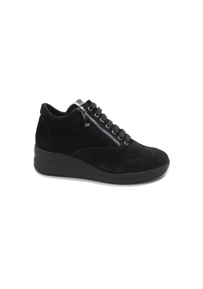 1 - MELLUSO R25625 251449 nero scarpe sneaker donna lacci zip zeppa