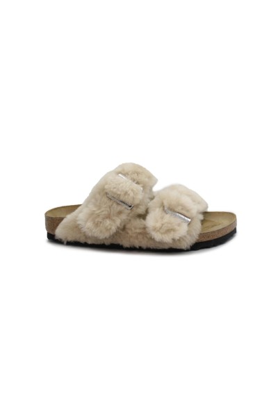 1 - BIRKENSTOCK ARIZONA SHEARLING 1030275 rivet logo cover upper sandcastle ciabatta lana donna fibbie