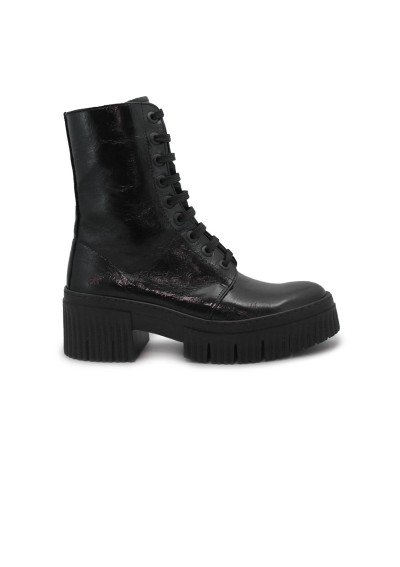 1 - ART COMPANY 1375 YORK patent flash black nero donna stivaletto anfibio tacco pelle zip