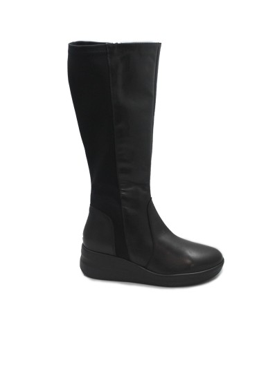 1 - MELLUSO R25647 254547 nero stivale donna pelle cerniera zeppa elastico