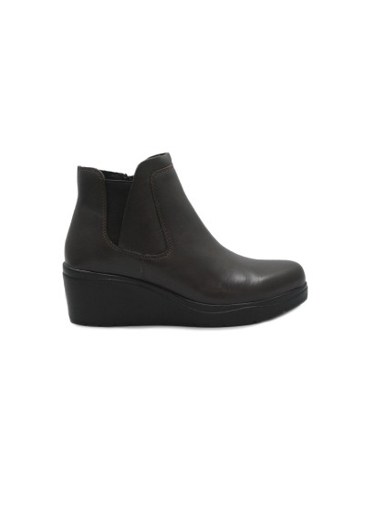 1 - MELLUSO K53006 250864 brown marrone scarpe donna stivaletti tronchetti zeppa zip pelle