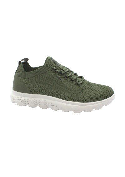 1 - GEOX U15BYA SPHERICA musk verde scarpe uomo sneakers lacci tessuto zero shock