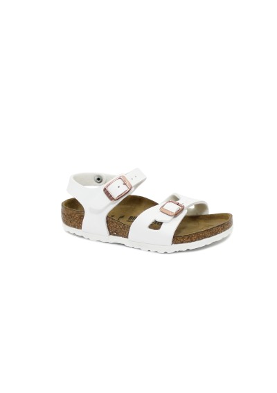 1 - BIRKENSTOCK RIO KIDS 1024374 white bianco sandali bambina ragazza fibbie