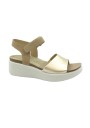 1 - ECCO 272313 FLOWT WEDGE gold powder beige scarpe donna sandalo pelle zeppa strappo