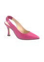 1 - EVALUNA 1604 fuxia scarpe donna decolletè pelle tacco tallone aperto elastico