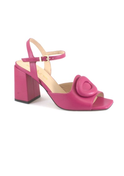 1 - EVALUNA 5873 fuxia donna scarpe sandalo tacco cinturino pelle
