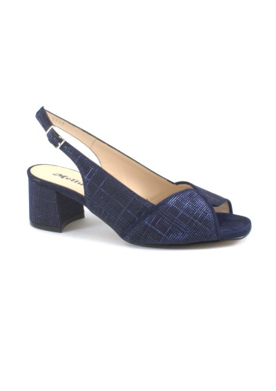 1 - MELLUSO S634 notte blu scarpe donna sandali tacco fibbia tessuto glitter