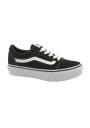 1 - VANS WARD PLATFORM UV1871 black white nero scarpe ragazza sneakers lacci tessuto
