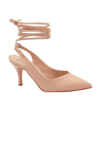 1 - DIVINE FOLLIE 3549 cipria nude rosa scarpe donna decolleté tacco punta lacci alla caviglia