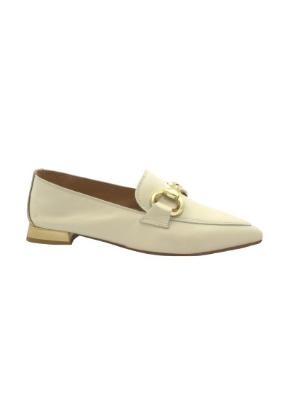 1 - DIVINE FOLLIE 901-20F crudo bianco scarpa donna mocassino morsetto pelle