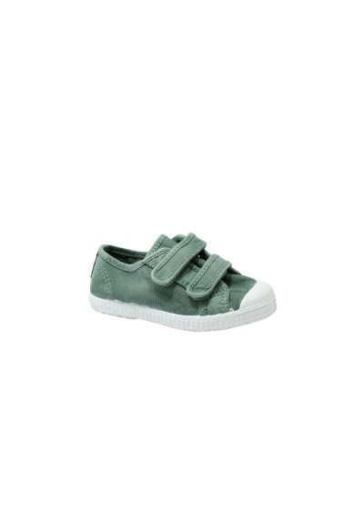 1 - CIENTA 78777 24/33 albahaca verde  scarpe bambino strappi tessuto cotone profumate