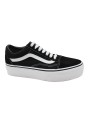 1 - VANS OLD SKOOL PLATFORM A3B3UY  black white nero scarpe ragazza sneakers lacci tessuto